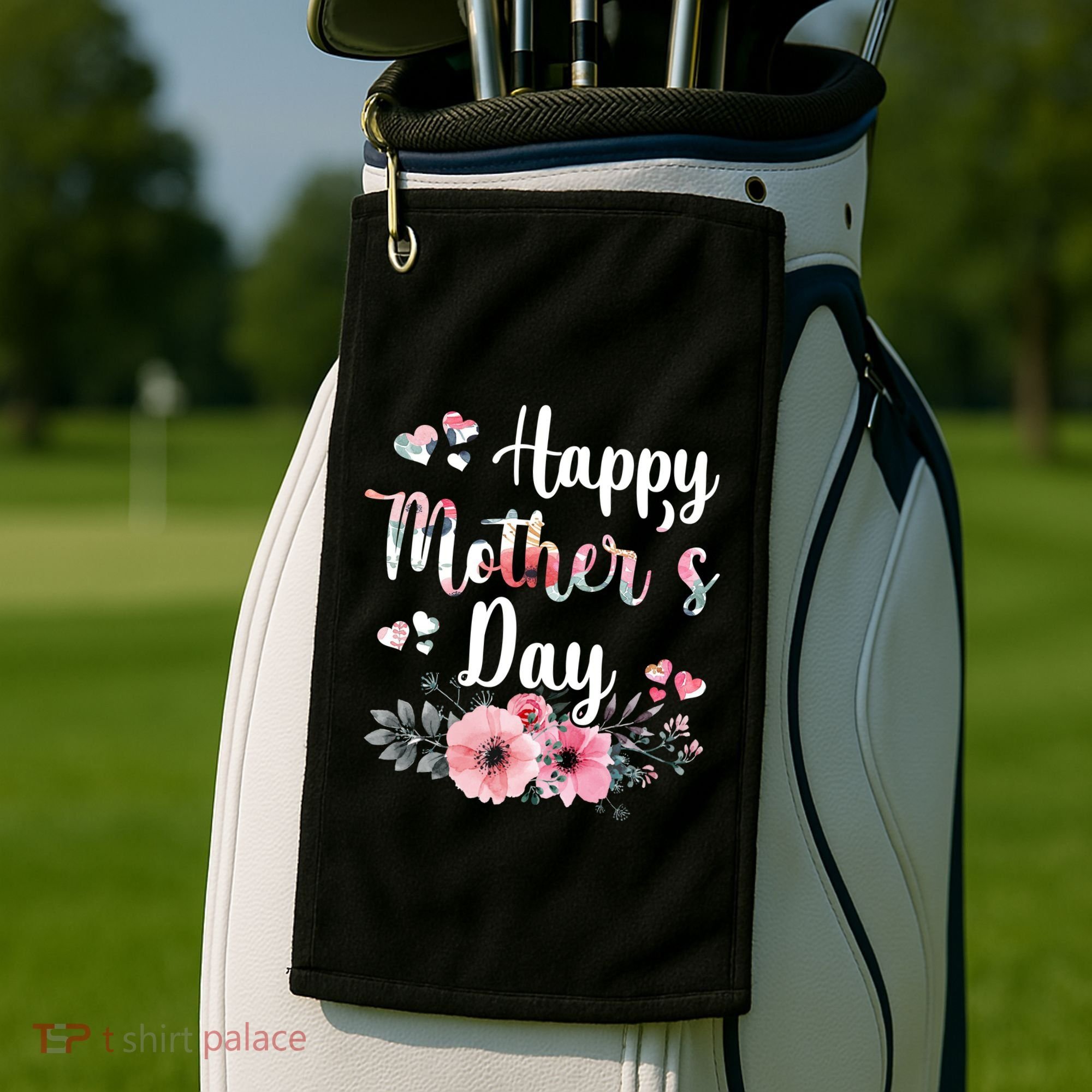 Happy Mother's Day Floral Cute Gift For Mom Golf Towel