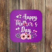 Happy Mother's Day Floral Cute Gift For Mom Coaster thumb 0