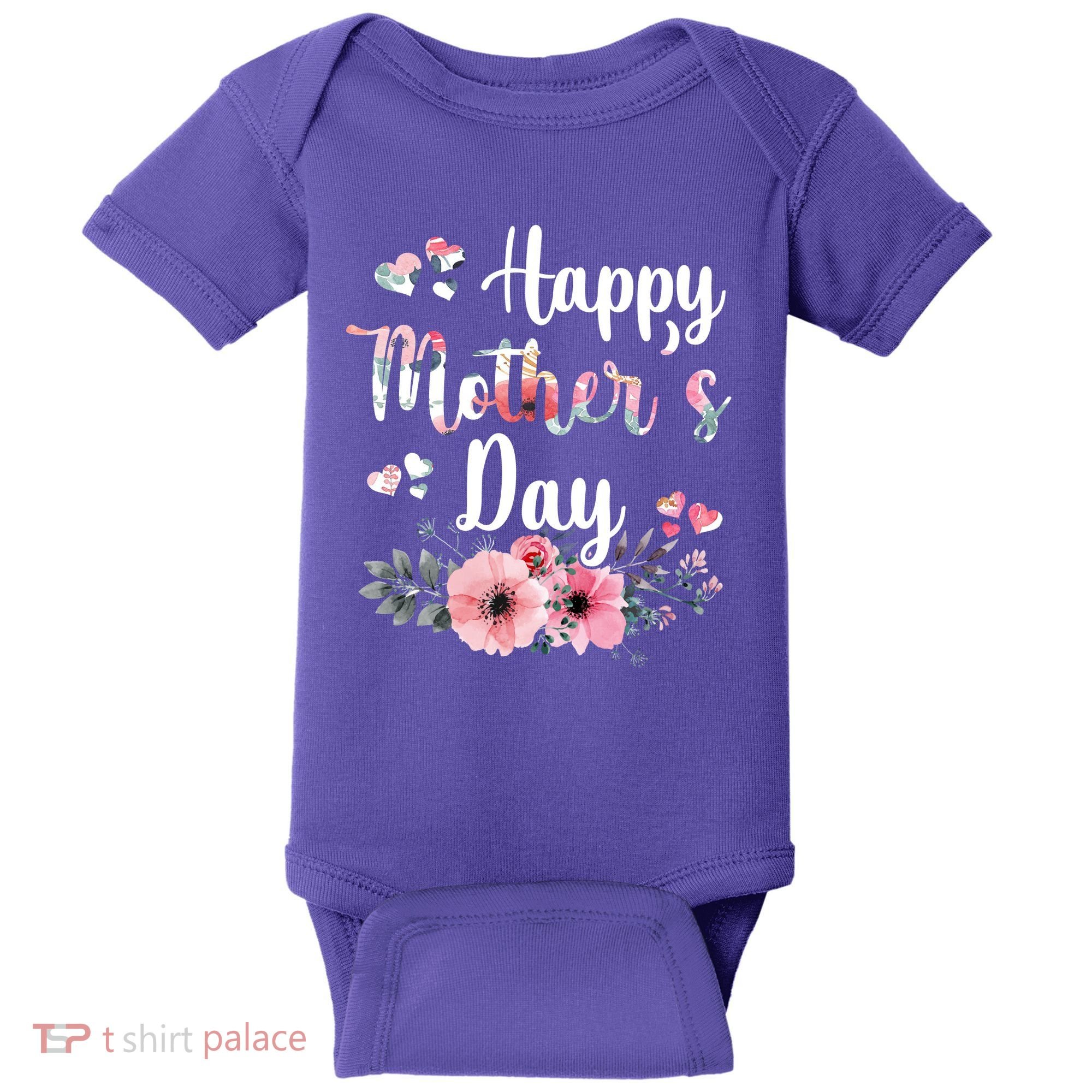 Happy Mother's Day Floral Cute Gift For Mom Baby Bodysuit