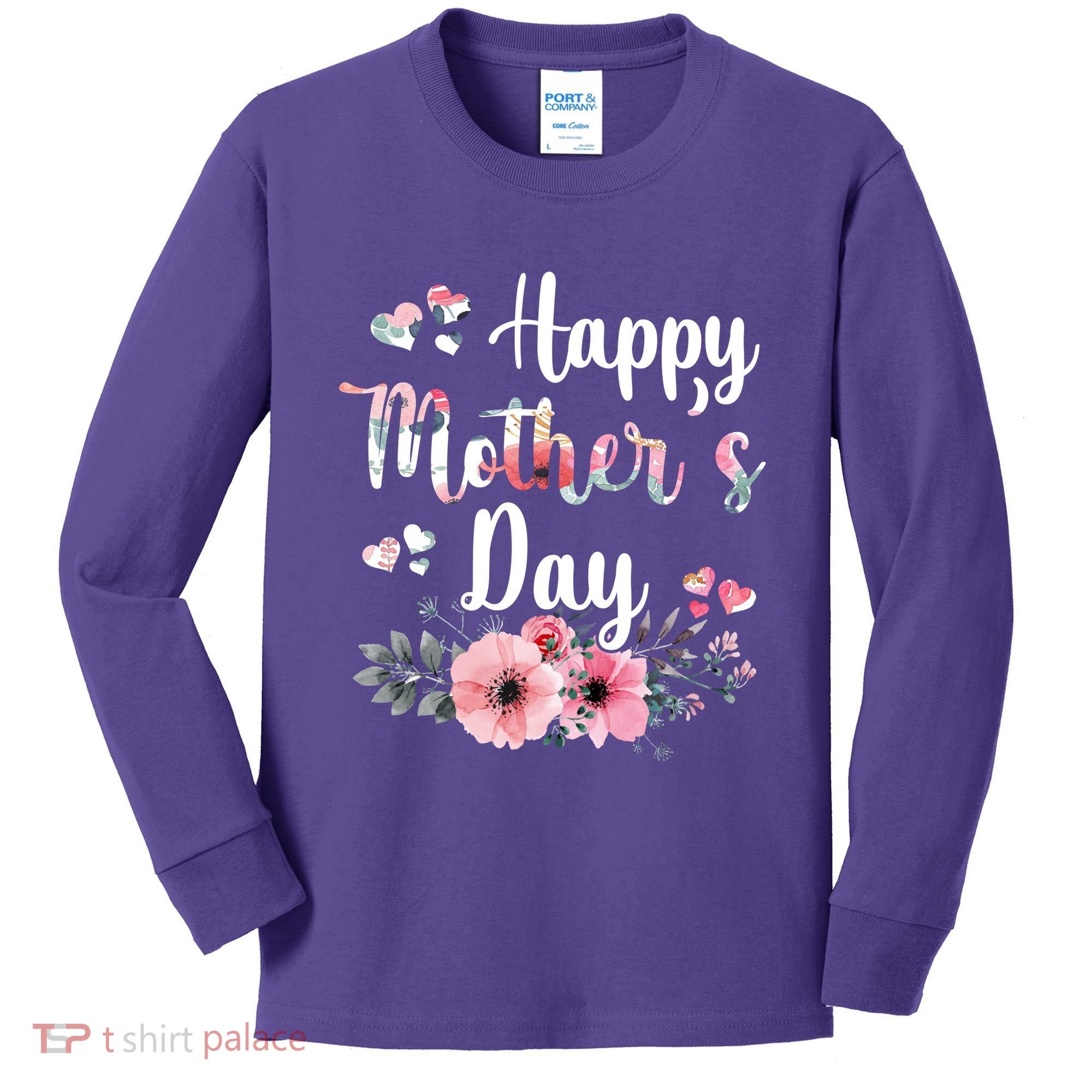 Happy Mother's Day Floral Cute Gift For Mom Kids Long Sleeve Shirt