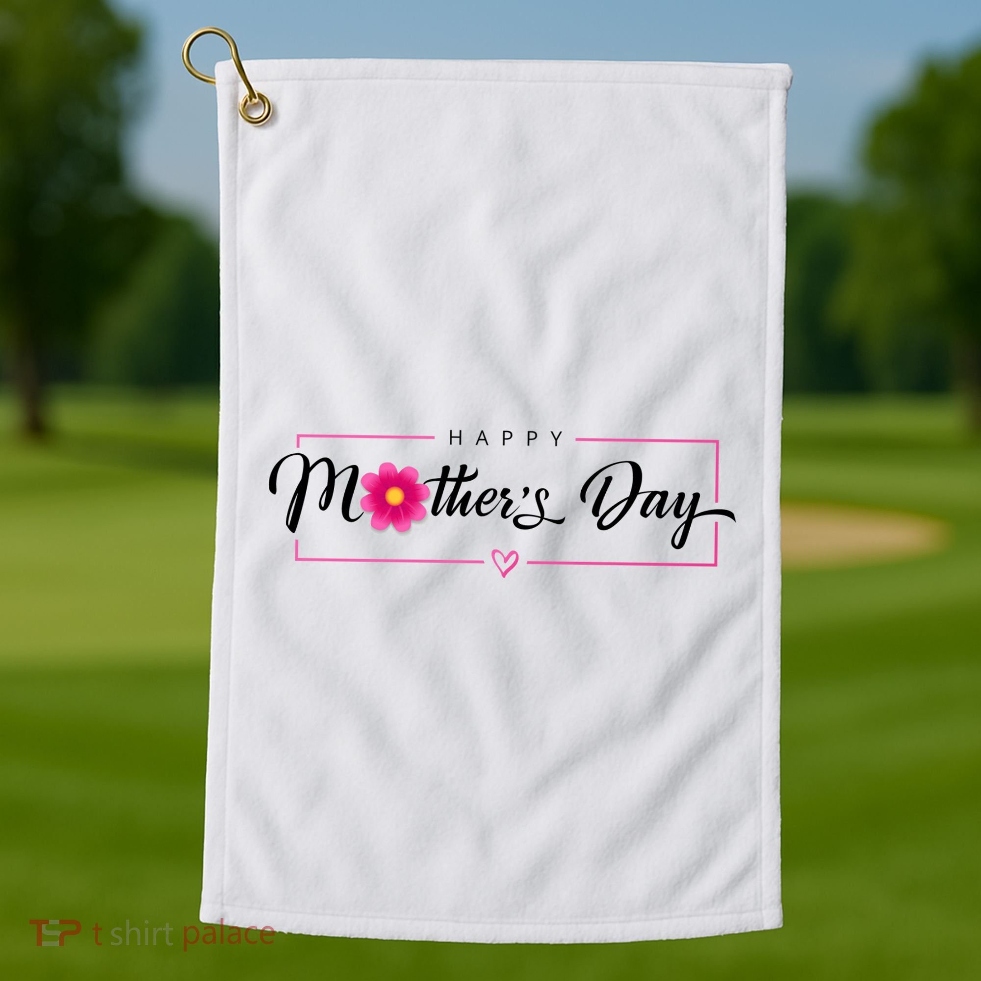 Happy Mothers Day Flower Gift Golf Towel