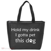 Hold My Drink I Gotta Pet This Dog Tote Bag thumb 0