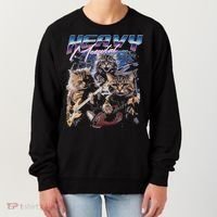 Heavy Meowtal Distressed Rock Cat Playing Guitar Music Bands Women's Sweatshirt thumb 0
