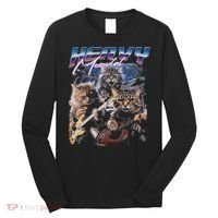 Heavy Meowtal Distressed Rock Cat Playing Guitar Music Bands Long Sleeve Shirt thumb 0