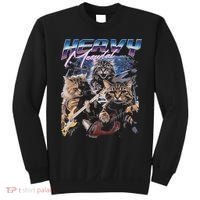 Heavy Meowtal Distressed Rock Cat Playing Guitar Music Bands Sweatshirt thumb 0
