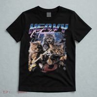 Heavy Meowtal Distressed Rock Cat Playing Guitar Music Bands T-Shirt thumb 5