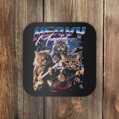 Heavy Meowtal Distressed Rock Cat Playing Guitar Music Bands Coaster