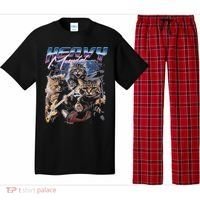 Heavy Meowtal Distressed Rock Cat Playing Guitar Music Bands Pajama Set thumb 0