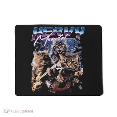 Heavy Meowtal Distressed Rock Cat Playing Guitar Music Bands Mousepad