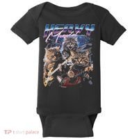 Heavy Meowtal Distressed Rock Cat Playing Guitar Music Bands Baby Bodysuit thumb 0