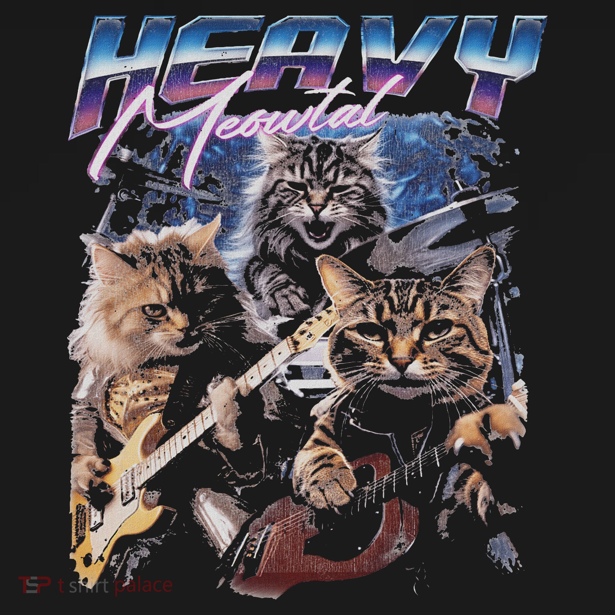 Heavy Meowtal Distressed Rock Cat Playing Guitar Music Bands Baby Bodysuit