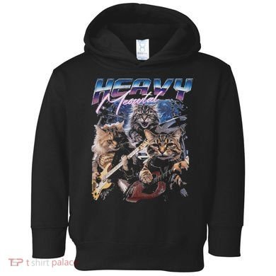Heavy Meowtal Distressed Rock Cat Playing Guitar Music Bands Toddler Hoodie