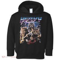 Heavy Meowtal Distressed Rock Cat Playing Guitar Music Bands Toddler Hoodie thumb 0