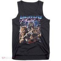 Heavy Meowtal Distressed Rock Cat Playing Guitar Music Bands Tank Top thumb 0