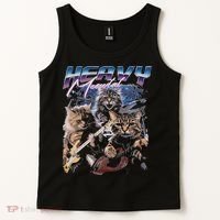 Heavy Meowtal Distressed Rock Cat Playing Guitar Music Bands Tank Top thumb 2