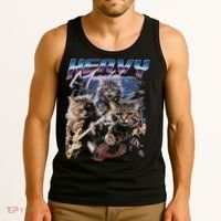 Heavy Meowtal Distressed Rock Cat Playing Guitar Music Bands Tank Top thumb 3