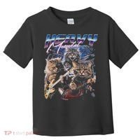 Heavy Meowtal Distressed Rock Cat Playing Guitar Music Bands Toddler T-Shirt thumb 0