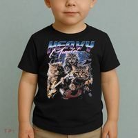 Heavy Meowtal Distressed Rock Cat Playing Guitar Music Bands Toddler T-Shirt thumb 2