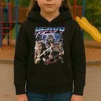 Heavy Meowtal Distressed Rock Cat Playing Guitar Music Bands Kids Hoodie thumb 3