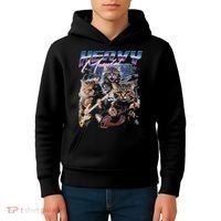 Heavy Meowtal Distressed Rock Cat Playing Guitar Music Bands Kids Hoodie thumb 4