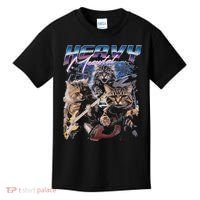 Heavy Meowtal Distressed Rock Cat Playing Guitar Music Bands Kids T-Shirt thumb 0