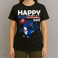 Happy Memorial Day 4th Of July Dinosaur American Flag T-Shirt thumb 4