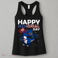 Happy Memorial Day 4th Of July Dinosaur American Flag Women's Tank Top thumb 3