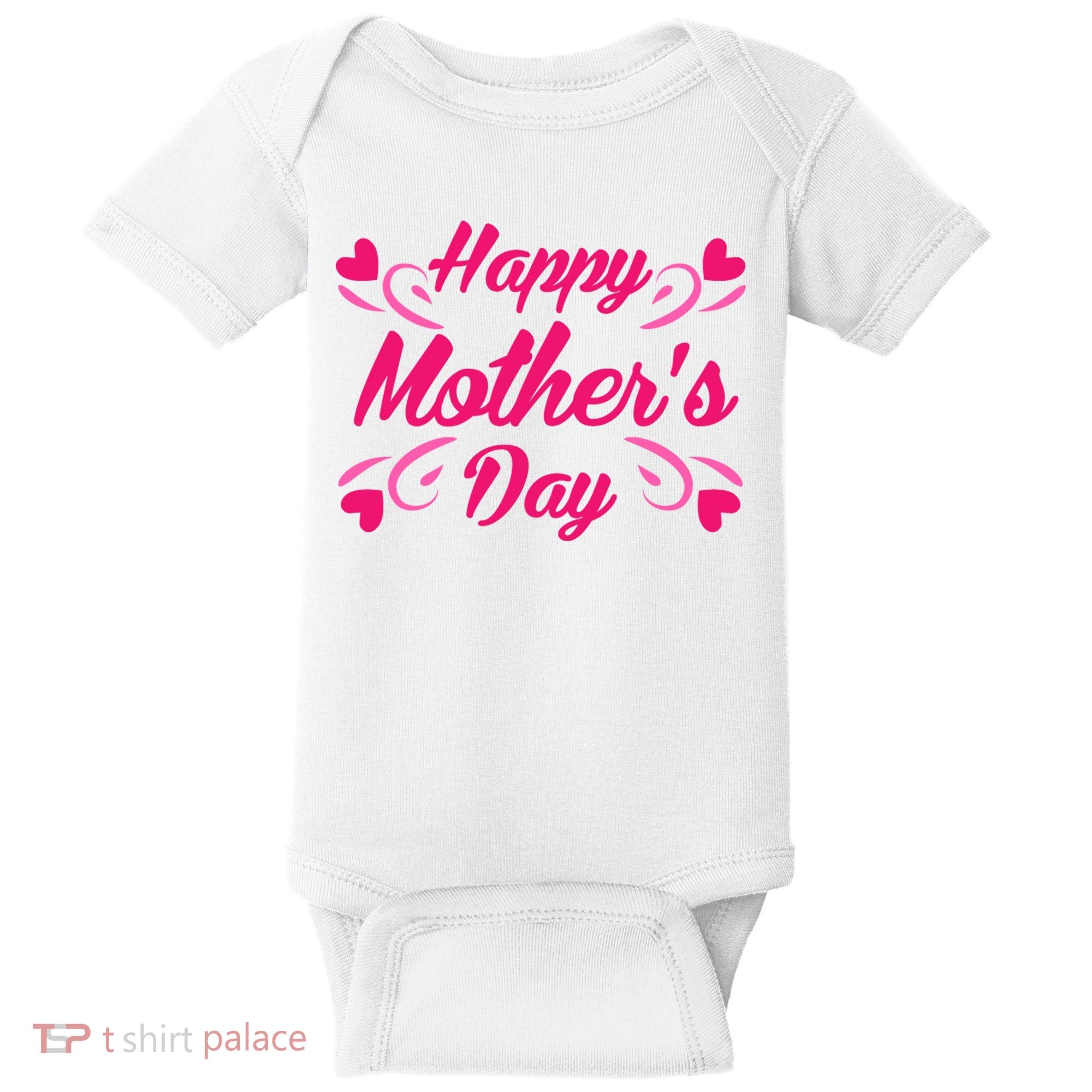 Happy Mothers Day Hearts Gift Baby Bodysuit