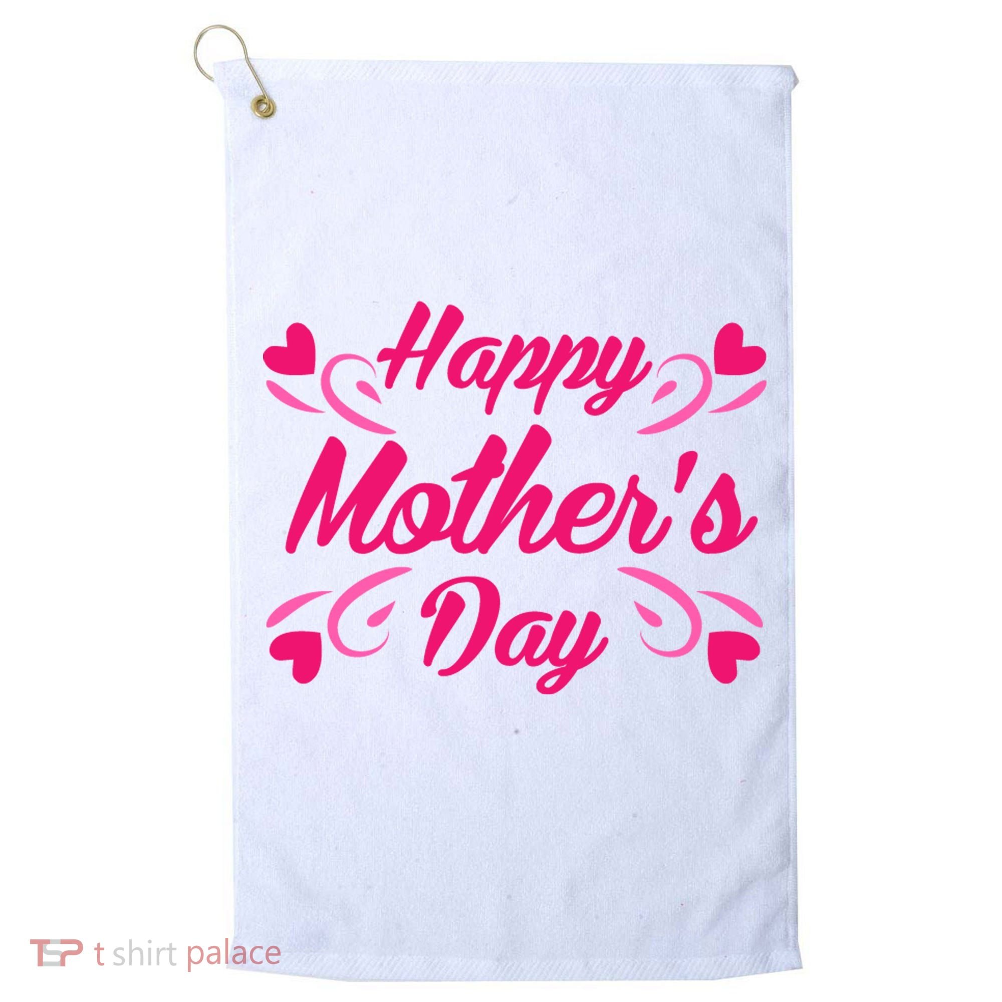 Happy Mothers Day Hearts Gift Golf Towel