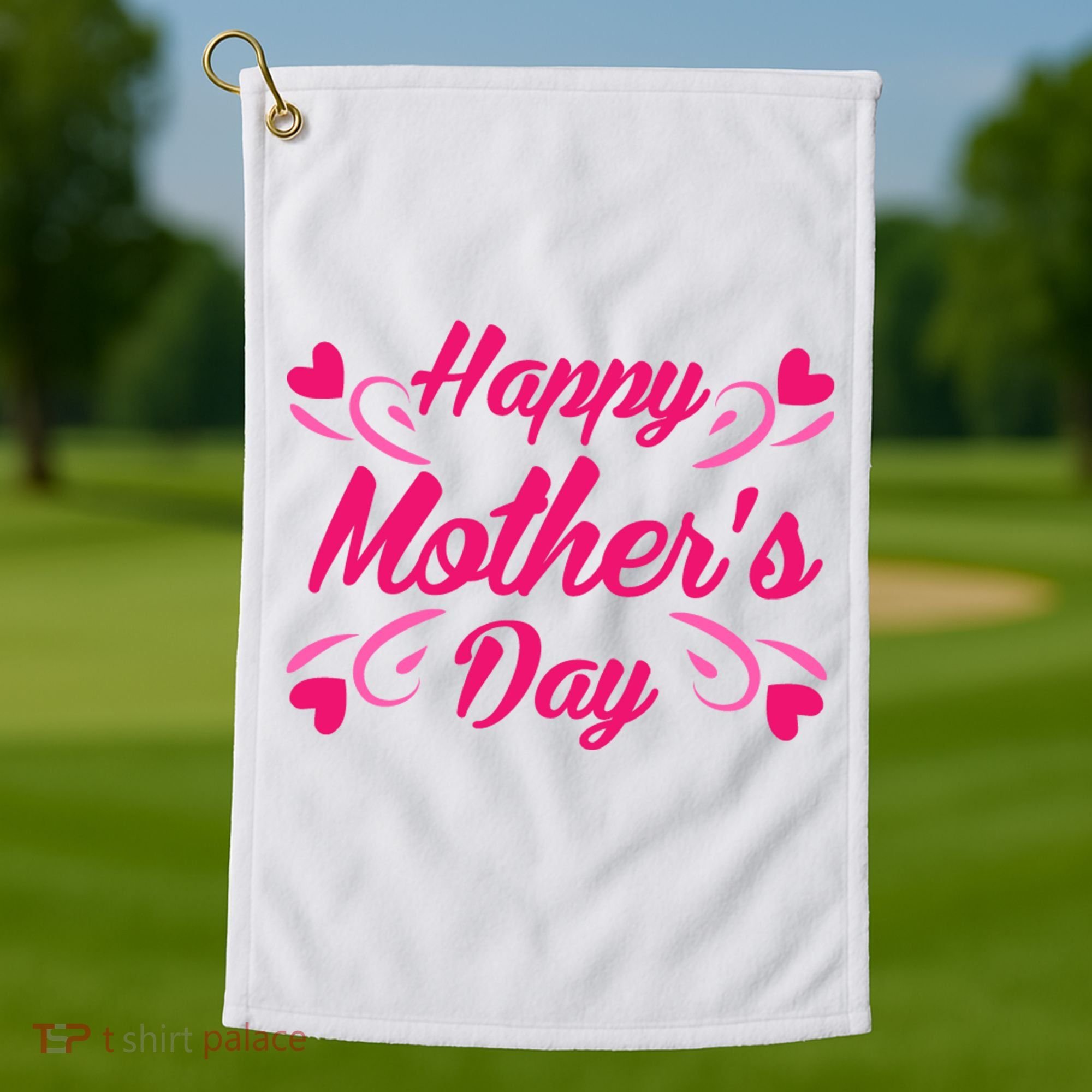 Happy Mothers Day Hearts Gift Golf Towel