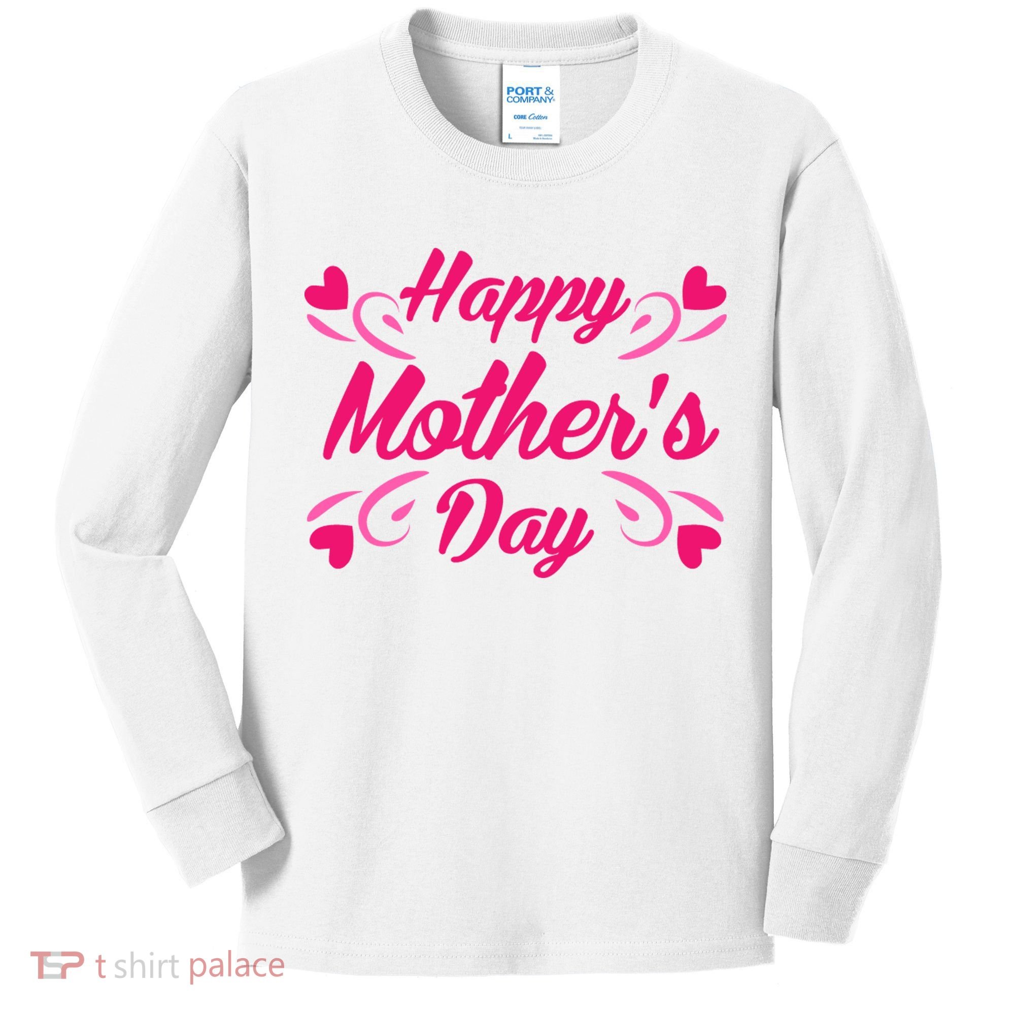 Happy Mothers Day Hearts Gift Kids Long Sleeve Shirt