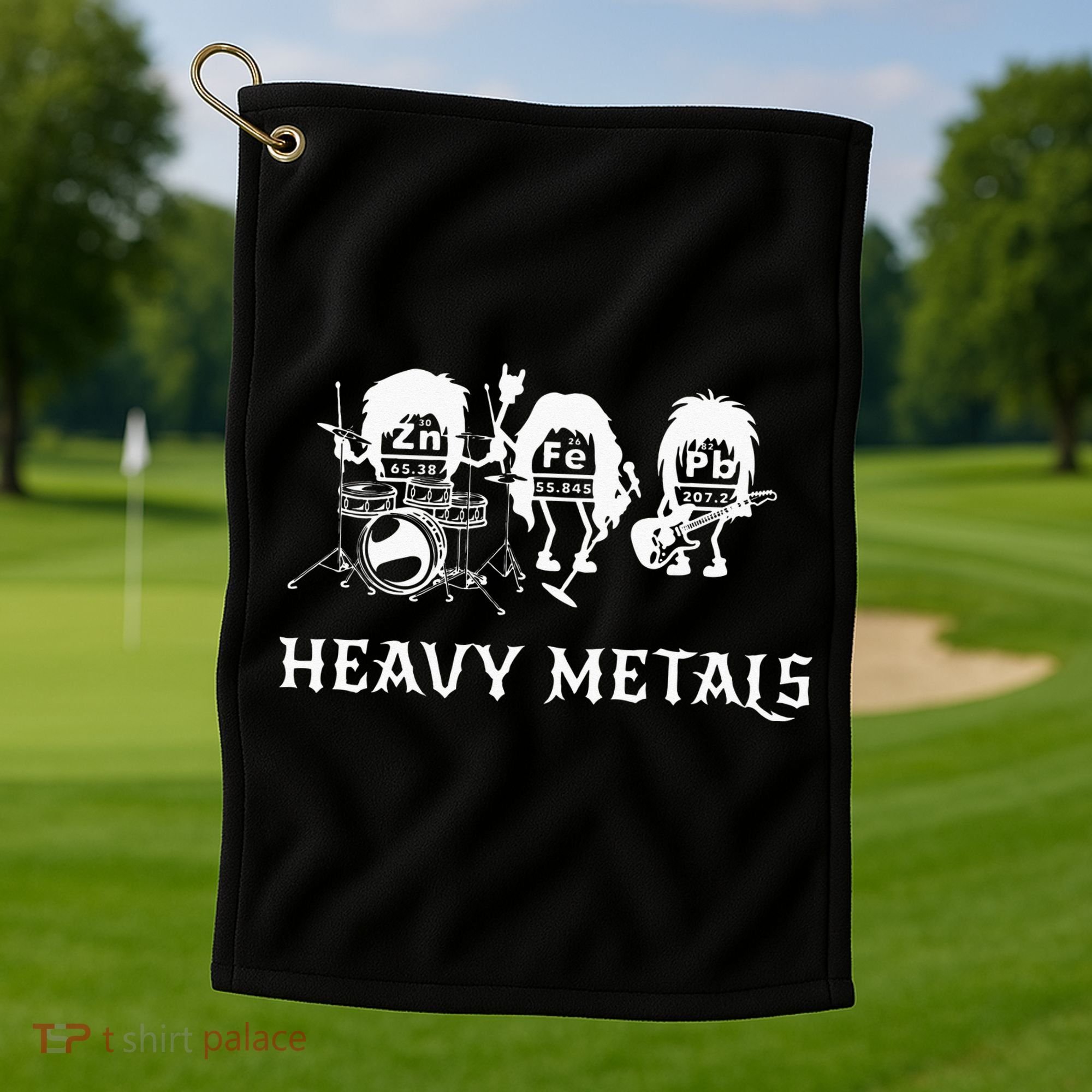 Heavy Metals Funny Chemistry Periodic Table Joke Golf Towel