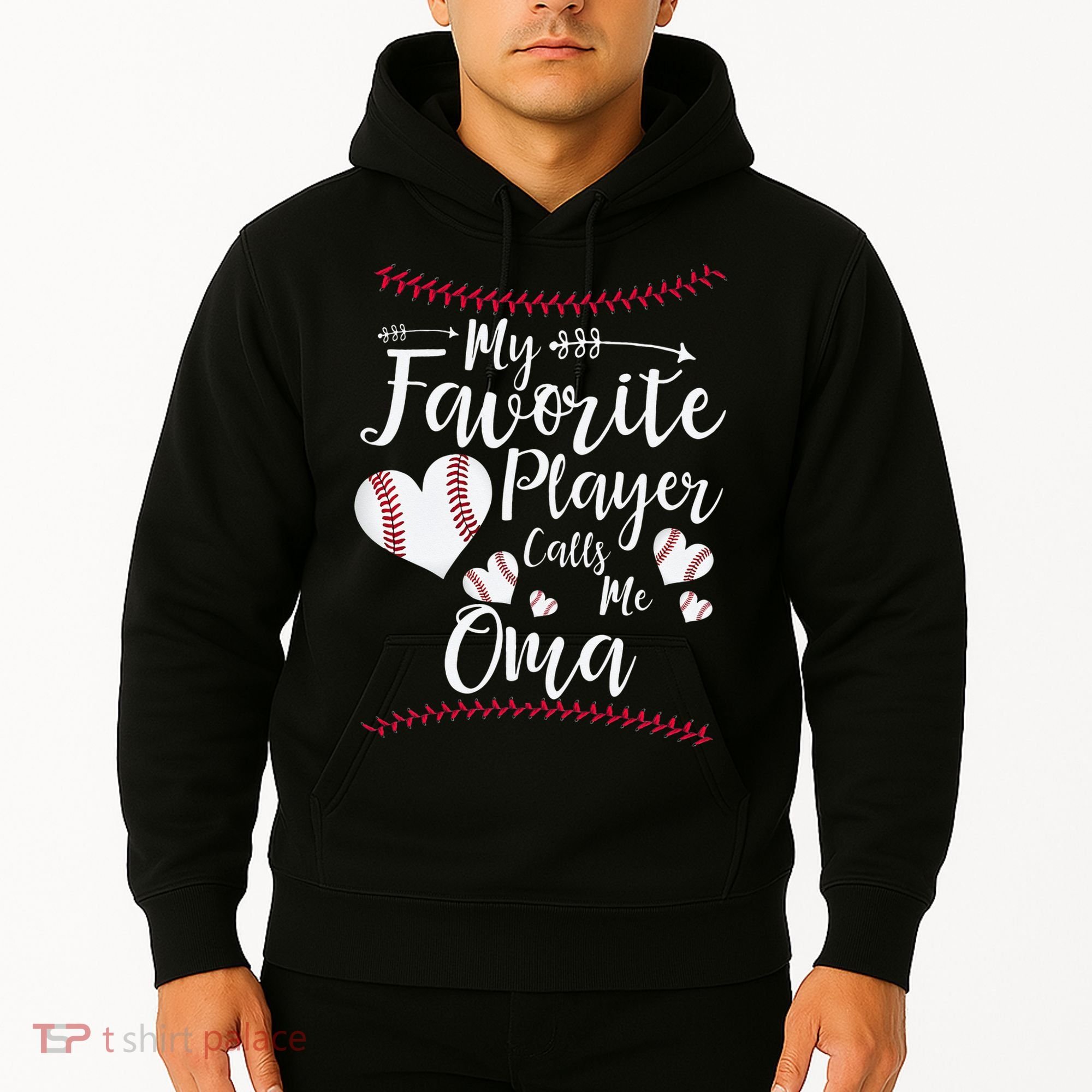 Heart My Favorite Player Calls Me Oma Baseball Hoodie