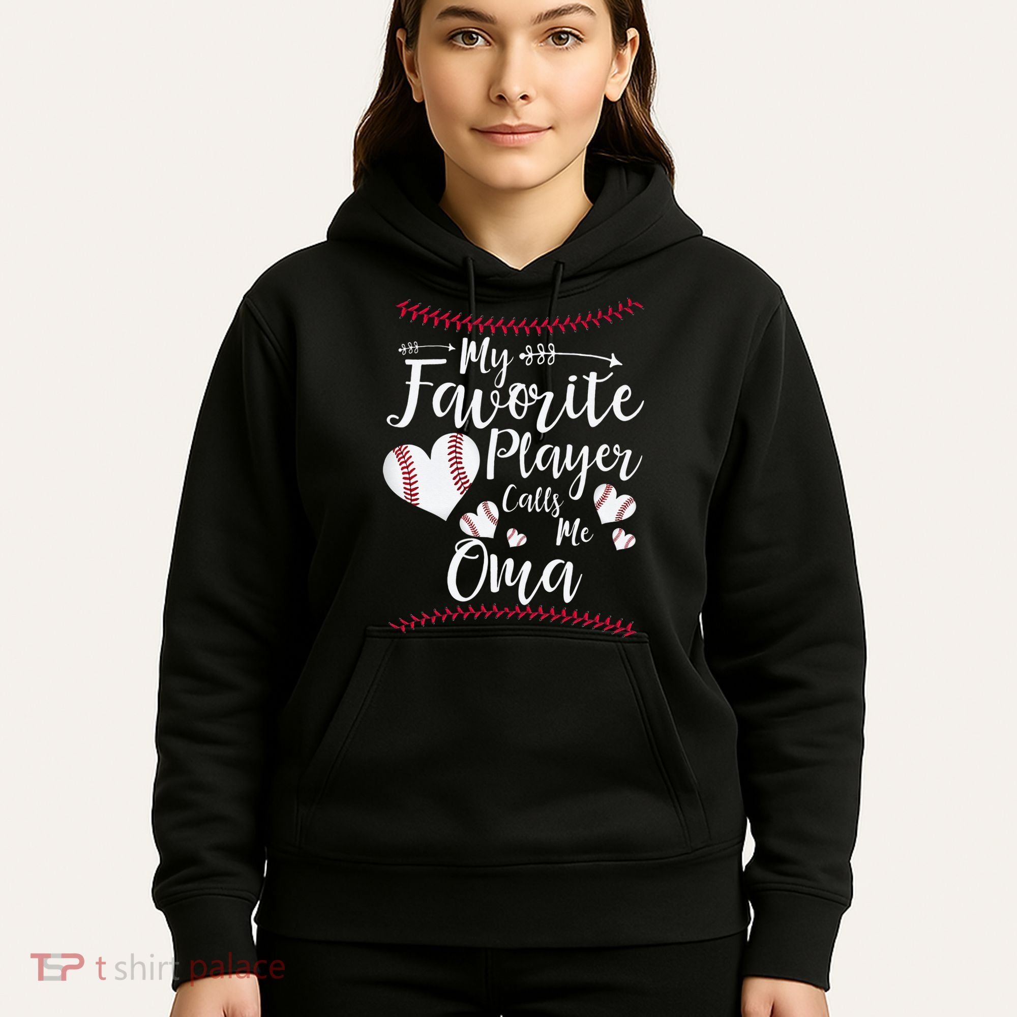Heart My Favorite Player Calls Me Oma Baseball Hoodie