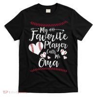Heart My Favorite Player Calls Me Oma Baseball T-Shirt thumb 0