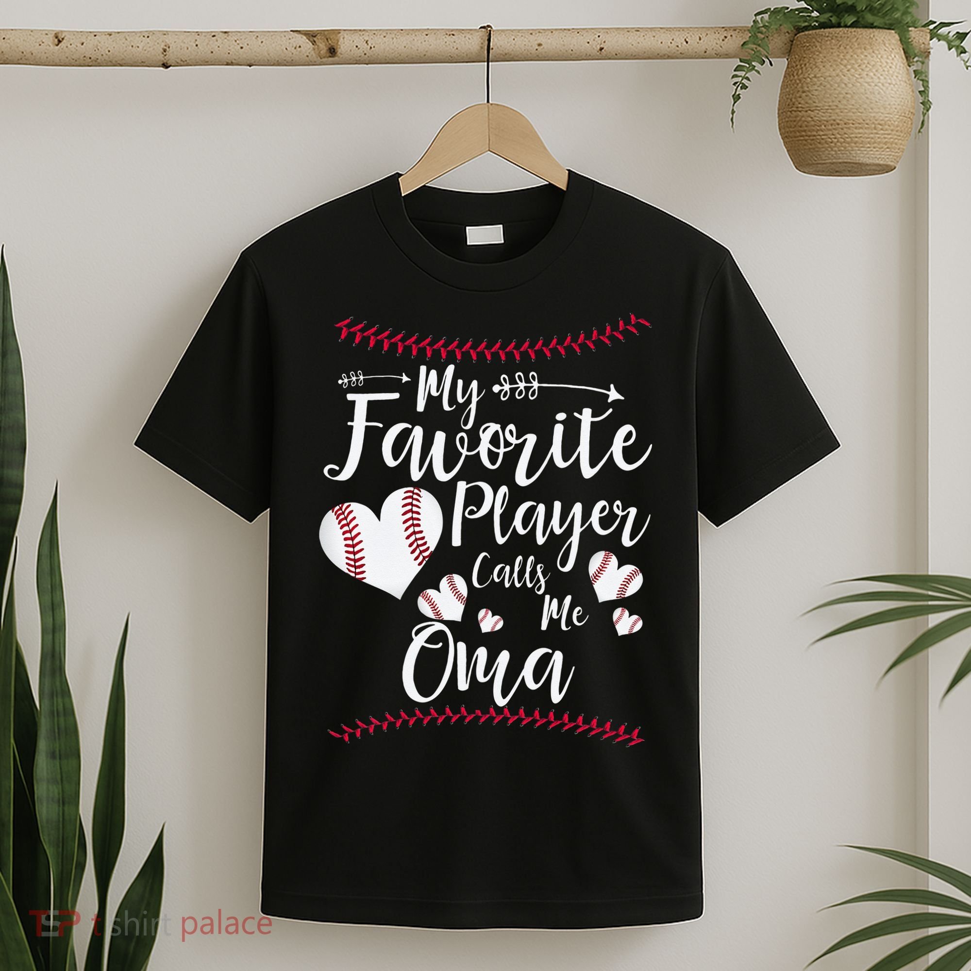 Heart My Favorite Player Calls Me Oma Baseball T-Shirt