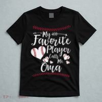 Heart My Favorite Player Calls Me Oma Baseball T-Shirt thumb 5