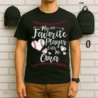 Heart My Favorite Player Calls Me Oma Baseball T-Shirt thumb 6