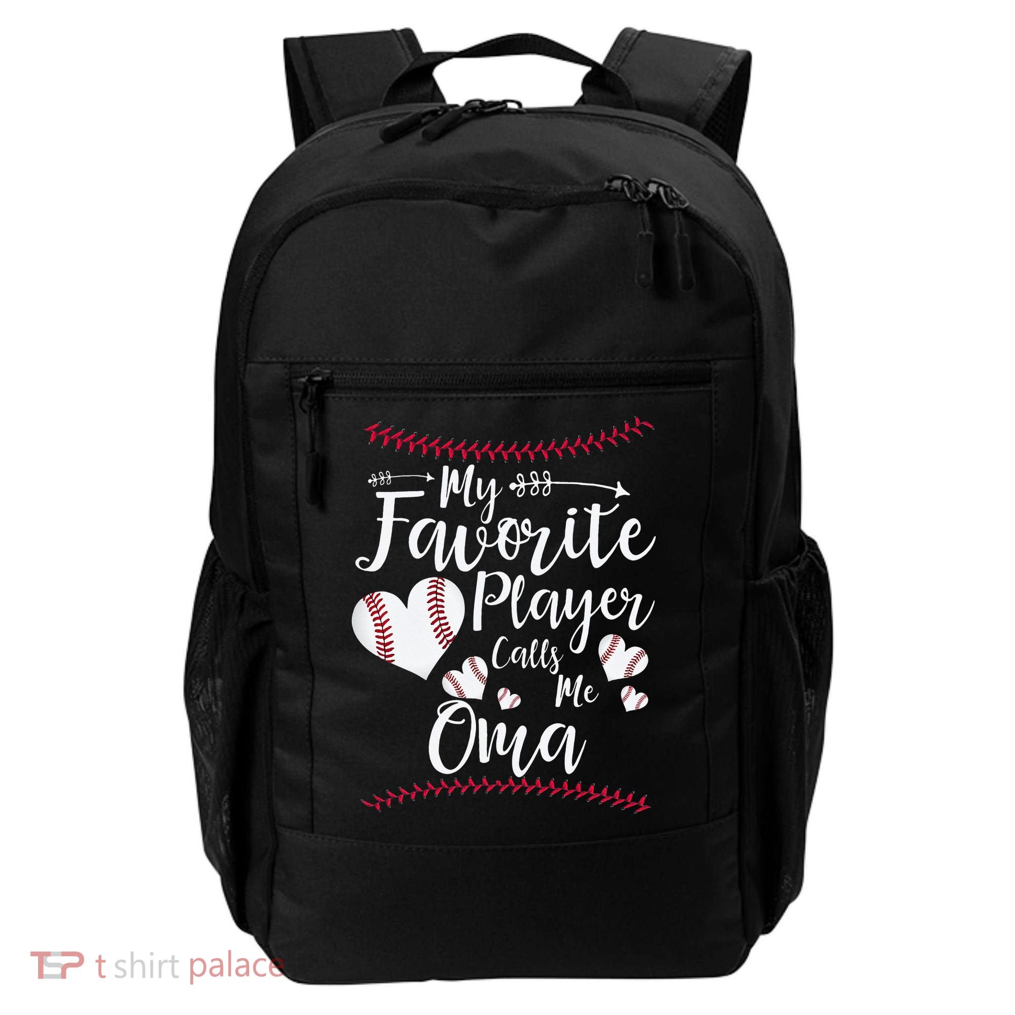 Heart My Favorite Player Calls Me Oma Baseball Backpack