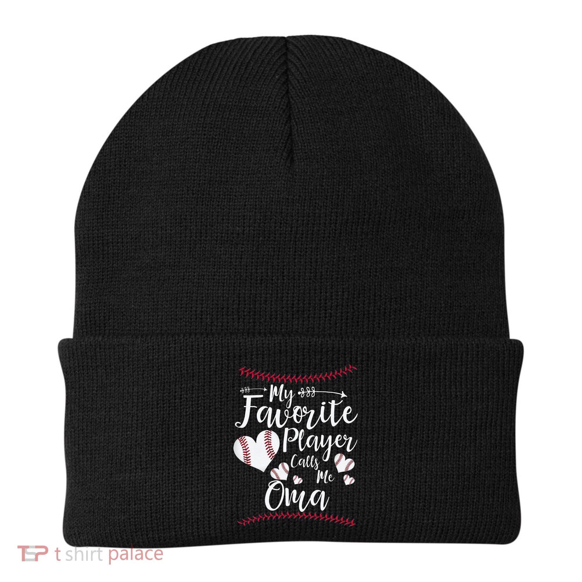 Heart My Favorite Player Calls Me Oma Baseball Beanie