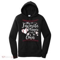 Heart My Favorite Player Calls Me Oma Baseball Women's Hoodie thumb 0