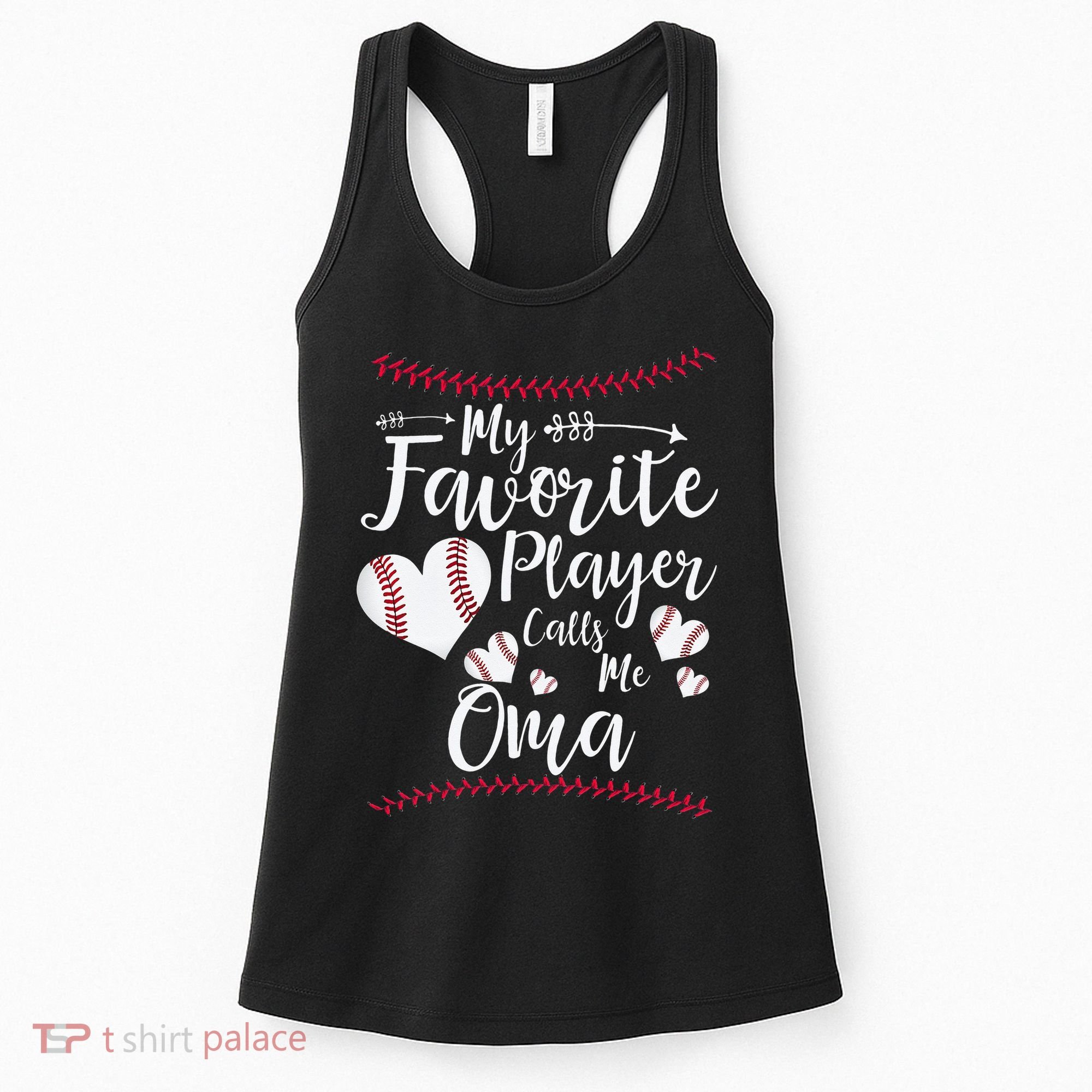 Heart My Favorite Player Calls Me Oma Baseball Women's Tank Top