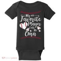 Heart My Favorite Player Calls Me Oma Baseball Baby Bodysuit thumb 0