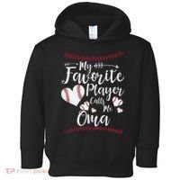 Heart My Favorite Player Calls Me Oma Baseball Toddler Hoodie thumb 0