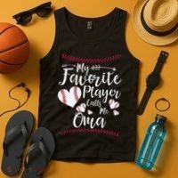 Heart My Favorite Player Calls Me Oma Baseball Tank Top thumb 4