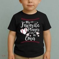 Heart My Favorite Player Calls Me Oma Baseball Toddler T-Shirt thumb 2