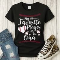 Heart My Favorite Player Calls Me Oma Baseball Women's T-Shirt thumb 3