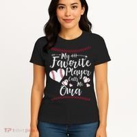 Heart My Favorite Player Calls Me Oma Baseball Women's T-Shirt thumb 4