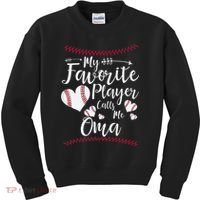 Heart My Favorite Player Calls Me Oma Baseball Kids Sweatshirt thumb 0