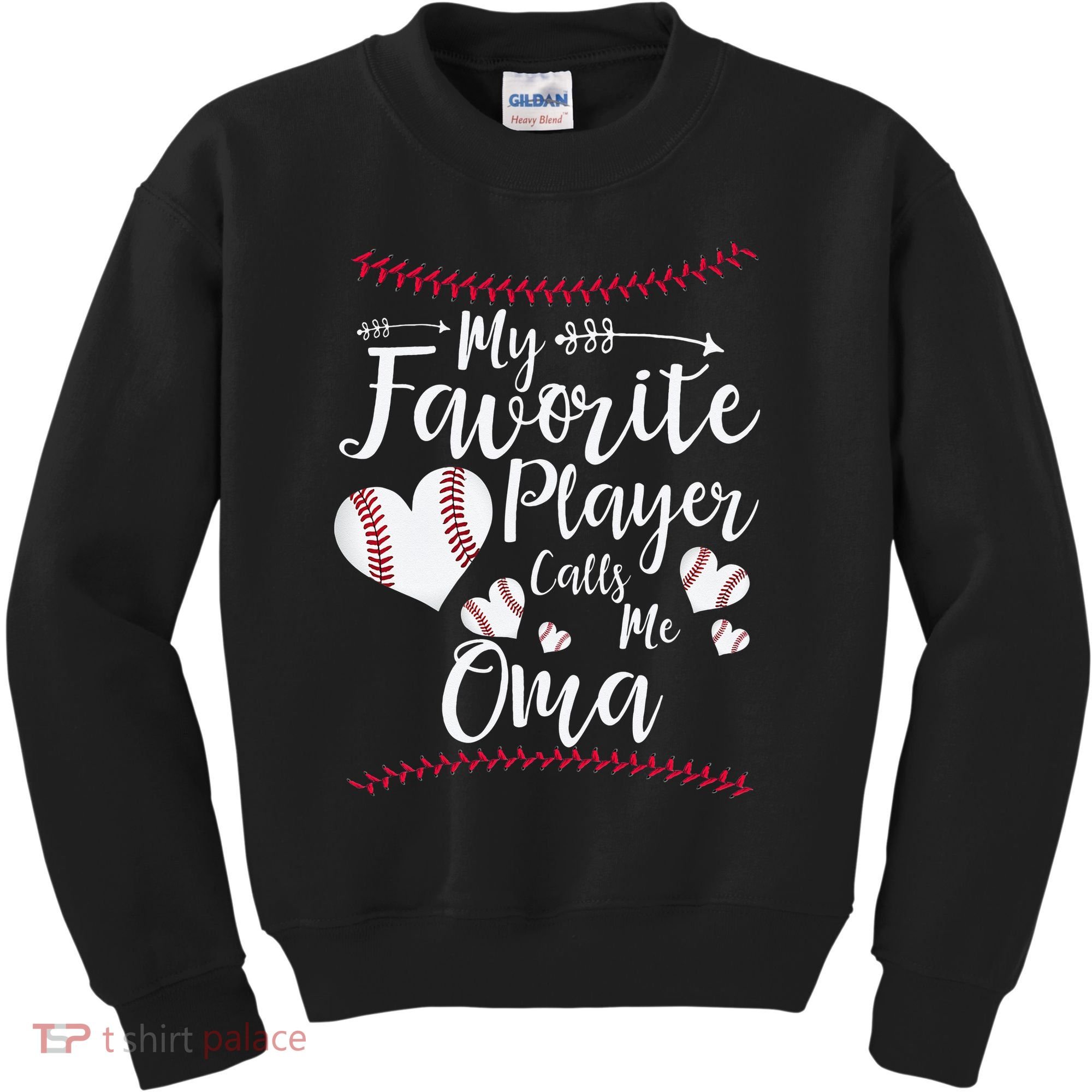 Heart My Favorite Player Calls Me Oma Baseball Kids Sweatshirt